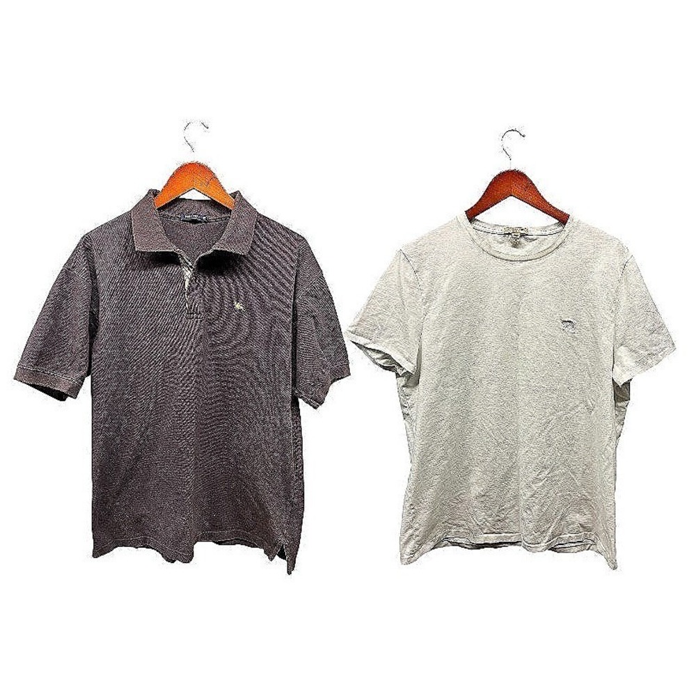 Burberry Men's XXL Bundle 2pk Polo Shirt Navy White Logo T-Shirt Cotton Top